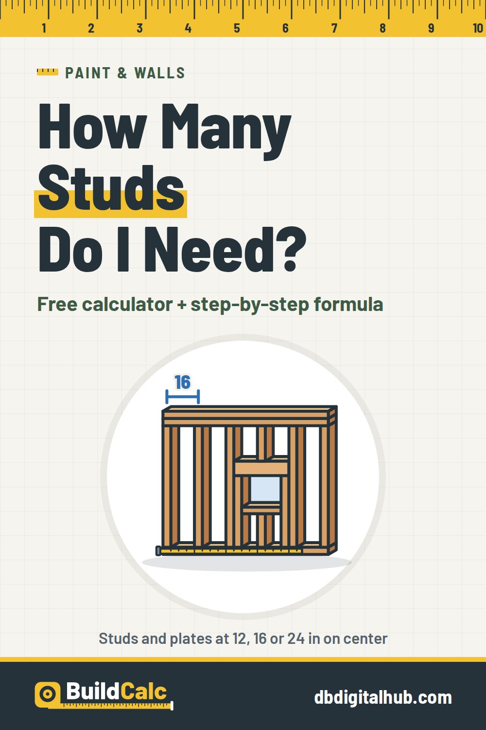 Pinterest image for Wall Stud Calculator: How Many Studs Do I Need?