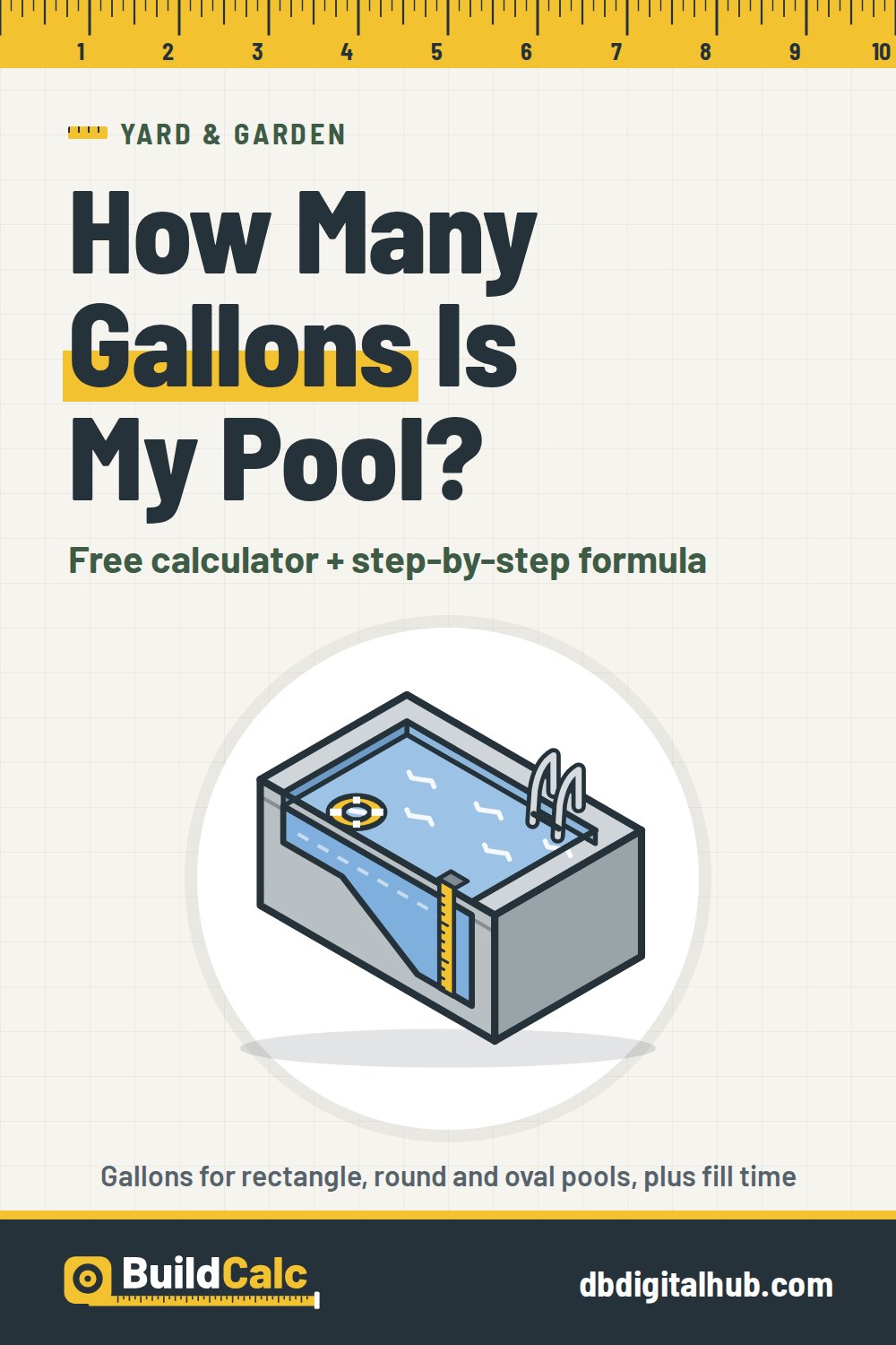 Pinterest image for Swimming Pool Volume Calculator: How Many Gallons Is My Pool?