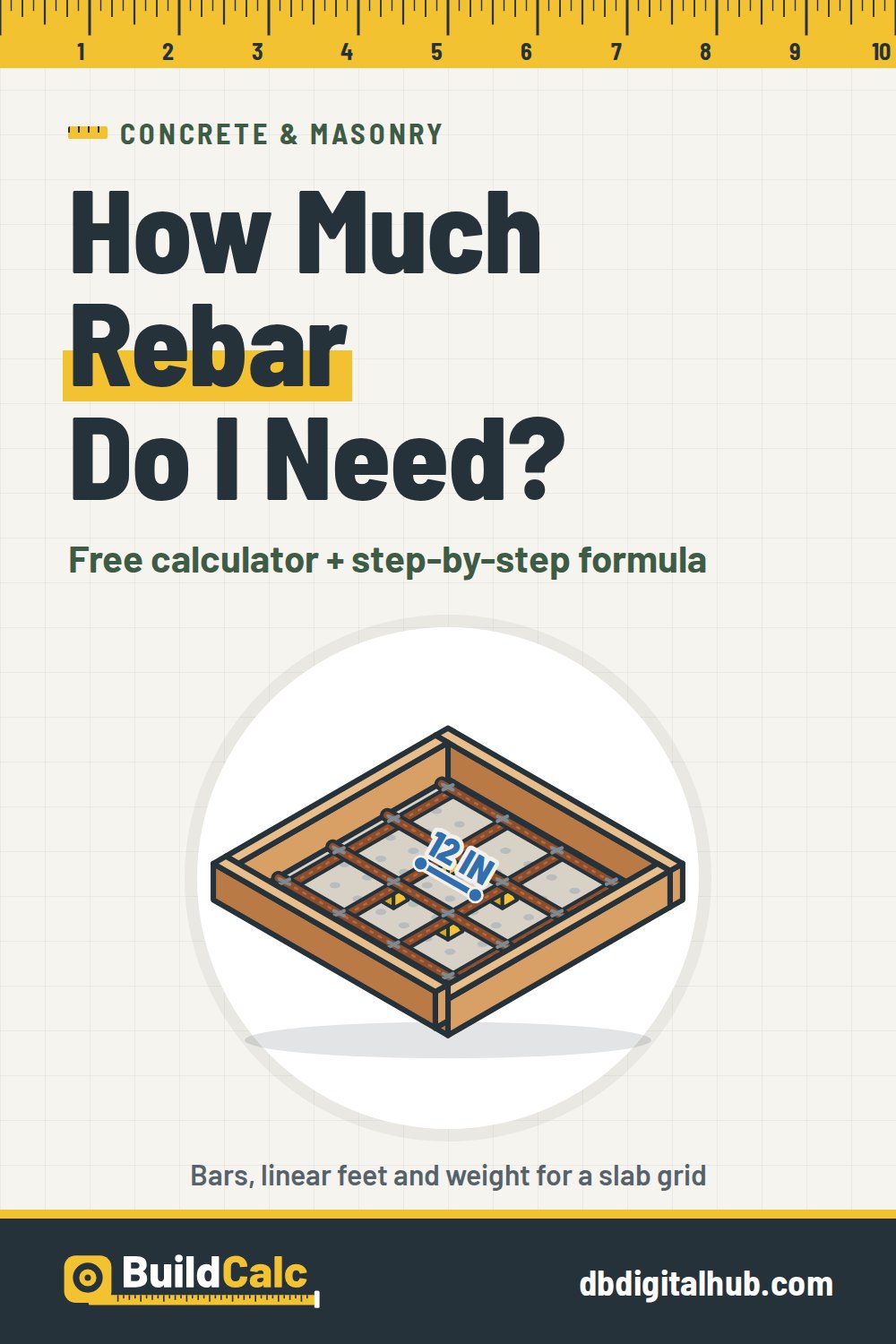 Pinterest image for Rebar Calculator: How Much Rebar Do I Need for a Slab?