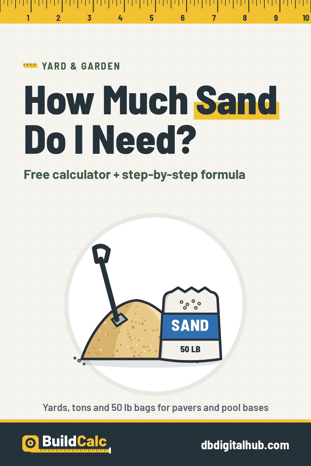 Pinterest image for Sand Calculator: How Much Sand Do I Need? (Yards, Tons, Bags)
